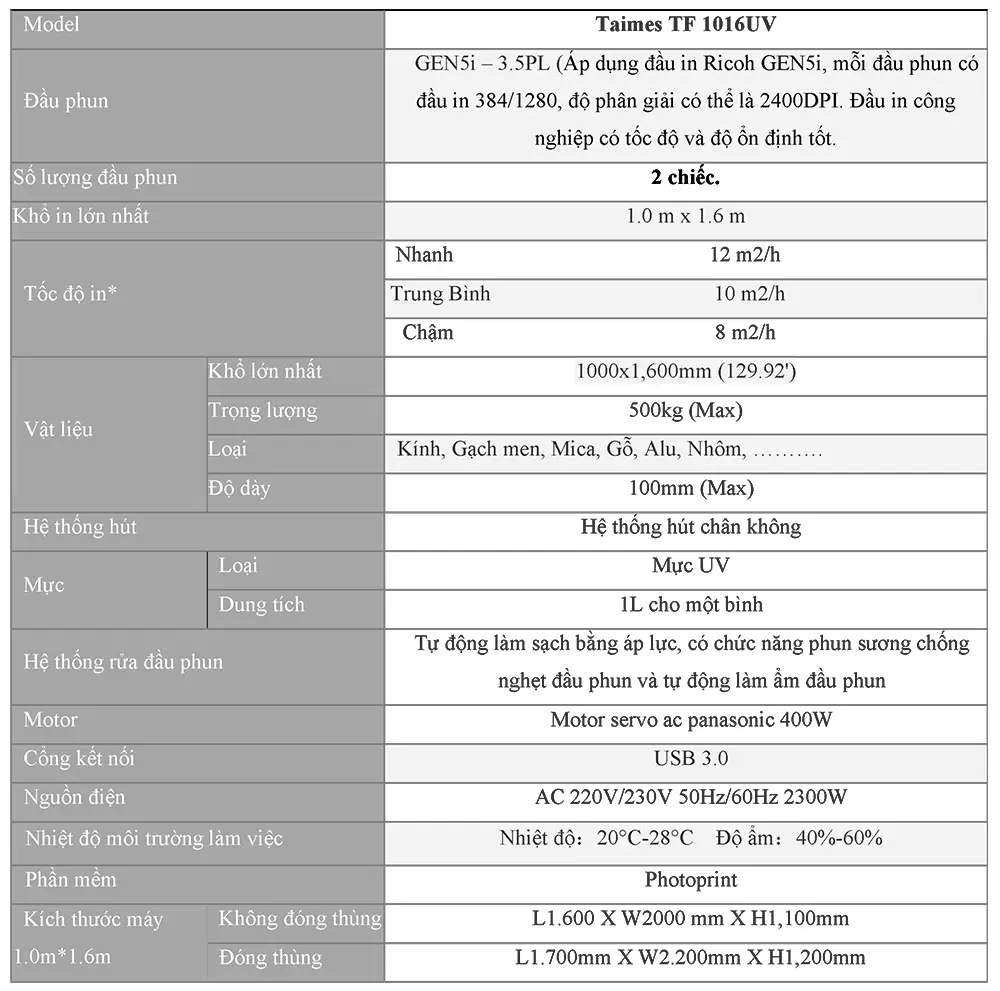 Máy in kỹ thuật số TAIMES TF 1016 UV 1 Taimes TF1016 UV