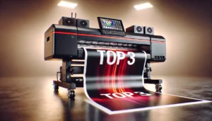 DALL·E 2025 02 24 21.26.10 A close up blurred background bokeh effect image of a large format printer resembling the Eyecolor model. The machine is sleek modern and profess